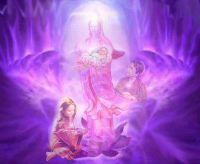 llama violeta niños y madre