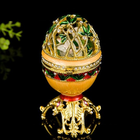 Cisne-decoración-Hollow-rusia-huevos-caja-de-la-baratija-vendimia-escultura-la-visualización-del-oro-plateó