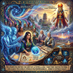 Esoteric illustration with text: MUCHO MÁS ALLÁ DE NUESTRO SISTEMA SOLAR; LLEGADA DE LA ENERGÍA FEMENINA DIVINA; SEKHMET; BLUE STAR BEINGS; SENTIDOS PSÍQUICOS REPRIMIDOS; TAOIST MASTERS; SKINWALKER RANCH; ACTIVIDAD UAP EN LA MESETA; NANCY; VERDADES SUBTERRÁNEAS OCULTAS; 16 OCTUBRE 2026; TRANSICIÓN PLANETARIA 2027-2028; RELATANDO ENCUENTROS CON SERES DE LA ESTRELLA AZUL Y MAESTROS TAOÍSTAS EN CHINA... EXPLICANDO FRECUENCIAS CÓSMICAS MULTIDIMENSIONALES... REINICIO SISTÉMICO MASIVO